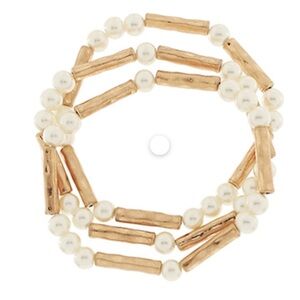 NEW Prep Obsessed Gold Pearl Tube Bracelet